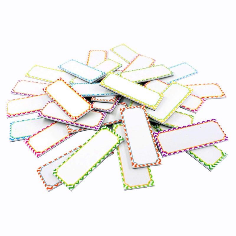 SpriteGru Magnetic Dry Erase Labels Name Plates White Board 40 Labels 8 Colors,2.2" x1.2" - Image 1